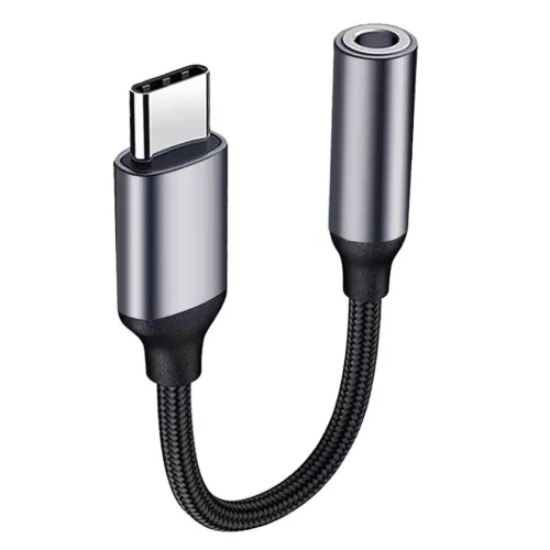 Techsuit - (2 darabos) Prémium Kábel Adapter FuseXound (AC12) - Type-C to 3,5 mm Jack, 3A, Plug and Play, Fonott - Szürke