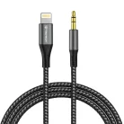 Techsuit - Prémium Kábel Adapter NexaSound (AC17) - Lightning-ról 3,5 mm-es Jack-re, Nylon Fonott + Alumínium Ötvözet, 1m - Szürke