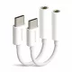 Techsuit - (2 darabos) Kábeladapter FuseXound (AC18) - Type-C-ről 3,5 mm-es Jack-re, 3A, Plug and Play, Fonott - Fehér