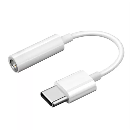 Techsuit - (2 darabos) Kábeladapter FuseXound (AC18) - Type-C-ről 3,5 mm-es Jack-re, 3A, Plug and Play, Fonott - Fehér