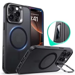   iPhone 16 Pro Matt Fekete ESR Klasszikus Hibrid HaloLock Kitámasztós Tok