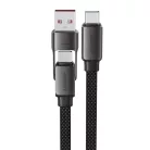 Acefast Adatkábel (C13-04) - Gyors töltés, Type-C - USB, Type-C, 60W, 3A, Hajlításálló, Cink ötvözet, 1.2m - Fekete