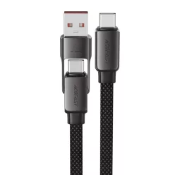   Acefast Adatkábel (C13-04) - Gyors töltés, Type-C - USB, Type-C, 60W, 3A, Hajlításálló, Cink ötvözet, 1.2m - Fekete
