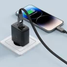 Acefast Adatkábel (C13-04) - Gyors töltés, Type-C - USB, Type-C, 60W, 3A, Hajlításálló, Cink ötvözet, 1.2m - Fekete