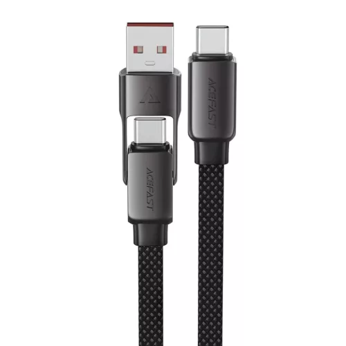 Acefast Type-C to USB Gyors Töltés Adatkábel (C13-05), Type-C, 60W, 3A, Hajlításálló, Rövid Kialakítás, 0.2m - Fekete