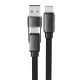 Acefast Type-C to USB Gyors Töltés Adatkábel (C13-05), Type-C, 60W, 3A, Hajlításálló, Rövid Kialakítás, 0.2m - Fekete