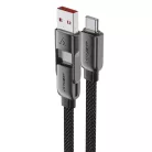 Acefast Type-C to USB Gyors Töltés Adatkábel (C13-05), Type-C, 60W, 3A, Hajlításálló, Rövid Kialakítás, 0.2m - Fekete
