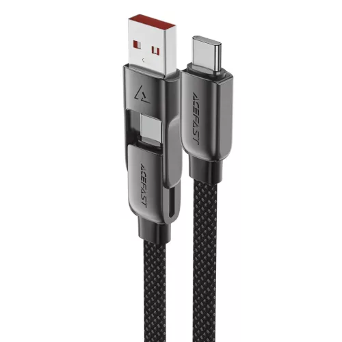 Acefast Type-C to USB Gyors Töltés Adatkábel (C13-05), Type-C, 60W, 3A, Hajlításálló, Rövid Kialakítás, 0.2m - Fekete