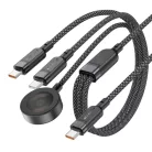 Acefast - Adatkábel (C6-11) - Gyors töltés, 2x Type-C, Vezeték nélküli töltő USB-C-hez, 3 az 1-ben, 100W, 5A, 5W, 480Mb/s, 1.2m - Fekete