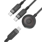 Acefast - Adatkábel (C6-11) - Gyors töltés, 2x Type-C, Vezeték nélküli töltő USB-C-hez, 3 az 1-ben, 100W, 5A, 5W, 480Mb/s, 1.2m - Fekete