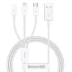 Baseus - Adatkábel Gyors Töltéssel, USB-ről USB-C, Lightning, Micro-USB csatlakozóra, 100W, 480Mbps, 1.5m hosszú - Fehér
