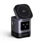 Ugreen - Vezeték nélküli töltő 2 az 1-ben W709 (45775) - Intelligens kijelző, MagSafe, iPhone-hoz, AirPods-hoz, USB-C, Vicces emoji, 25W - Fekete