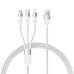   USB-A - Lightning / microUSB / USB-C kábel Baseus StarSpeed, 100W, 5A, 1,5m, Fehér P10319900211-00