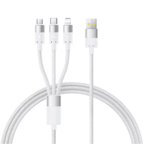 USB-A - Lightning / microUSB / USB-C kábel Baseus StarSpeed, 100W, 5A, 1,5m, Fehér P10319900211-00