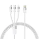 USB-A - Lightning / microUSB / USB-C kábel Baseus StarSpeed, 100W, 5A, 1,5m, Fehér P10319900211-00
