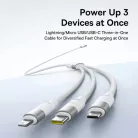 USB-A - Lightning / microUSB / USB-C kábel Baseus StarSpeed, 100W, 5A, 1,5m, Fehér P10319900211-00