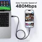USB-C to USB-C Kábel UGREEN L509, 100W, 5A, 2m, Szürke