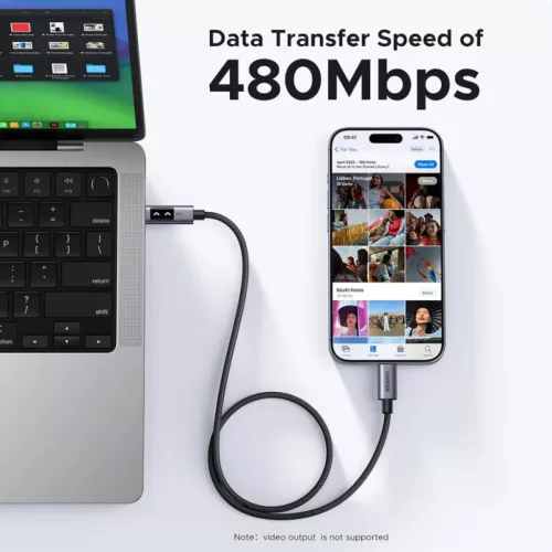 USB-C to USB-C Kábel UGREEN L509, 100W, 5A, 2m, Szürke
