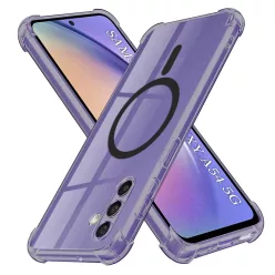   Samsung Galaxy A54 - Techsuit ütésálló, átlátszó szilikon tok MagSafe funkcióval - Füstfekete