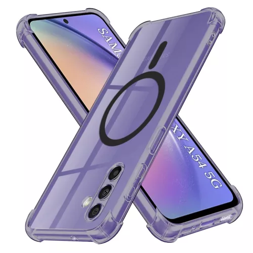 Samsung Galaxy A54 - Techsuit ütésálló, átlátszó szilikon tok MagSafe funkcióval - Füstfekete