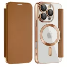 Techsuit - SmartMag könyvtok - iPhone 16 Pro - Barna tok