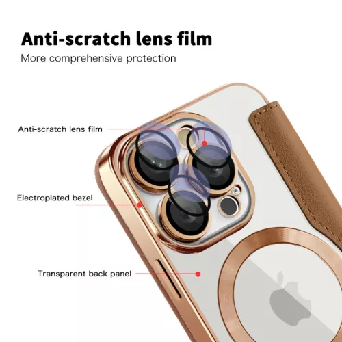 Techsuit - SmartMag könyvtok - iPhone 16 Pro - Barna tok
