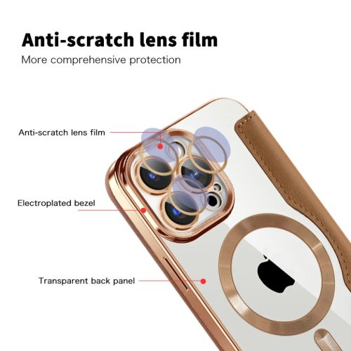 Techsuit - SmartMag Könyv Tok - iPhone 15 Pro Max - Barna tok