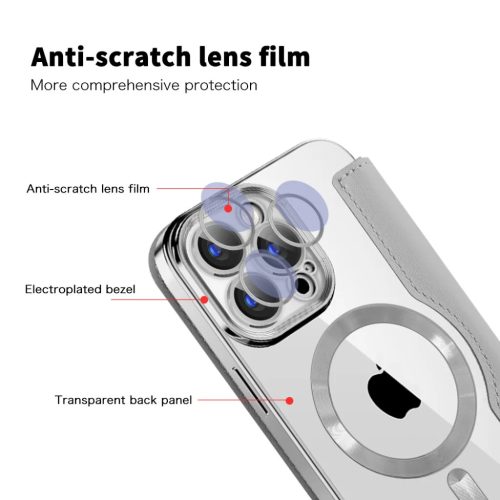 Techsuit - SmartMag Könyv Tok - iPhone 15 Pro Max - Szürke tok