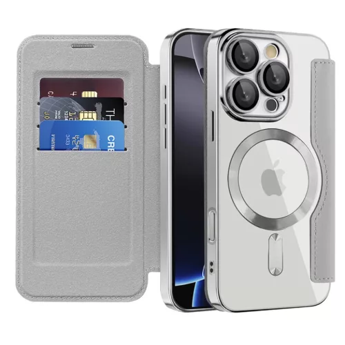 Techsuit - SmartMag Könyvtok - iPhone 16 Pro - Szürke tok