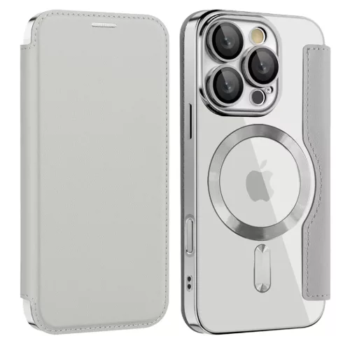 Techsuit - SmartMag Könyvtok - iPhone 16 Pro - Szürke tok