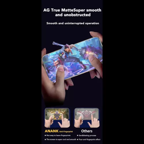 iPhone 15 Pro Max ANANK - 2.5D Ujjlenyomatmentes Képernyővédő - Fekete üvegfólia