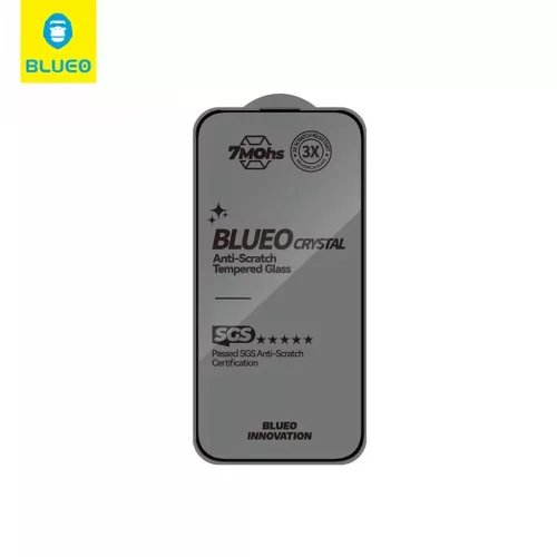Blueo - Kristály karcálló üveg applikátorral - iPhone 15 Pro Max - Fekete üvegfólia
