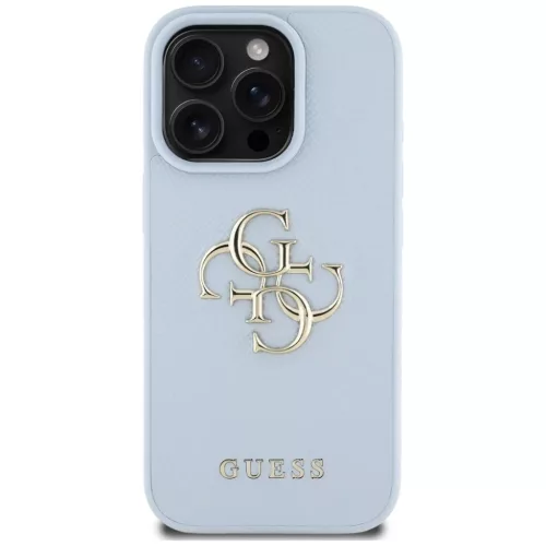 iPhone 16 Pro 6,3" Kék Guess Hardcase PU Grained Big 4G és Classic Logo tok