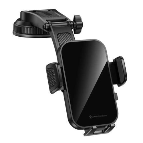 Autó Tartó (LT-W11) - Műszerfalra/Szélvédőre, Mágneses, Egykattintásos Zár, 360°, Alacsony-profilú Dizájn - Fekete Lito