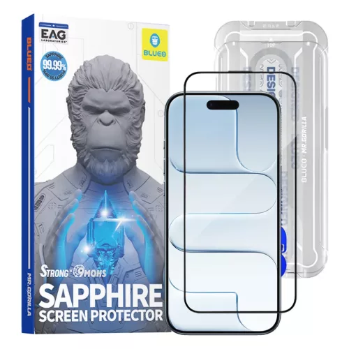 iPhone 17 Air Fekete Blueo - Sapphire képernyővédő applikátorral Pro üvegfólia