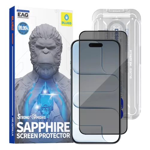 iPhone 17 Air Fekete Blueo - Sapphire Privacy képernyővédő applikátorral Pro üvegfólia