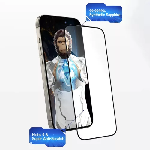 iPhone 17 Air Fekete Blueo - Sapphire Privacy képernyővédő applikátorral Pro üvegfólia