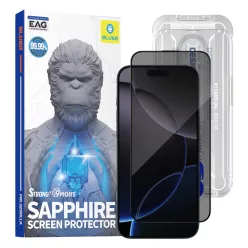   iPhone 16 Pro Max / iPhone 17 Pro Max Fekete Blueo Sapphire Privacy Képernyővédő Alkalmazási Segédeszközzel üvegfólia