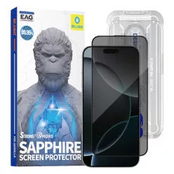   iPhone 16 Pro / iPhone 17 / iPhone 17 Pro Fekete Blueo Sapphire Privacy képernyővédő alkalmazóval Pro üvegfólia