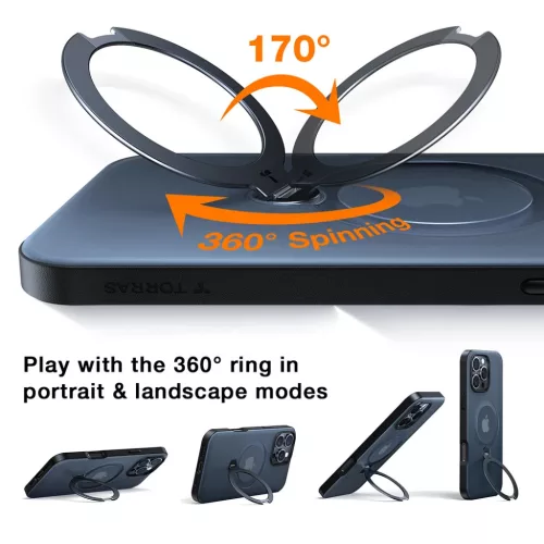 iPhone 17 Pro Max Torras Ostand Spin MagSafe Series - Tengerészkék tok