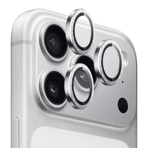 iPhone 17 Pro / iPhone 17 Pro Max Ezüst Gyémánt Blueo - Original Metal Frame Lencse Üveg üvegfólia