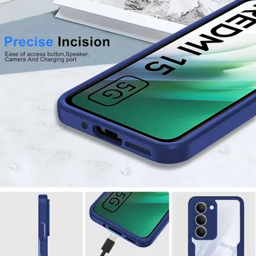Xiaomi Redmi 15 4G / Redmi 15 5G Kék Techsuit - ColorVerse 360 sorozat + Képernyővédő tok