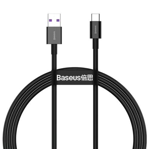 Baseus Superior USB - USB Type-C gyors töltés adatkábel 66 W (11 V / 6 A) Huawei SuperCharge SCP 1 m fekete (CATYS-01)