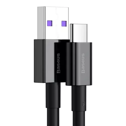 Baseus Superior USB - USB Type-C gyors töltés adatkábel 66 W (11 V / 6 A) Huawei SuperCharge SCP 1 m fekete (CATYS-01)