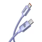 Baseus CAJY000605 Crystal Shine sorozat adatkábel USB-C - USB-C 100W 1,2 m Lila