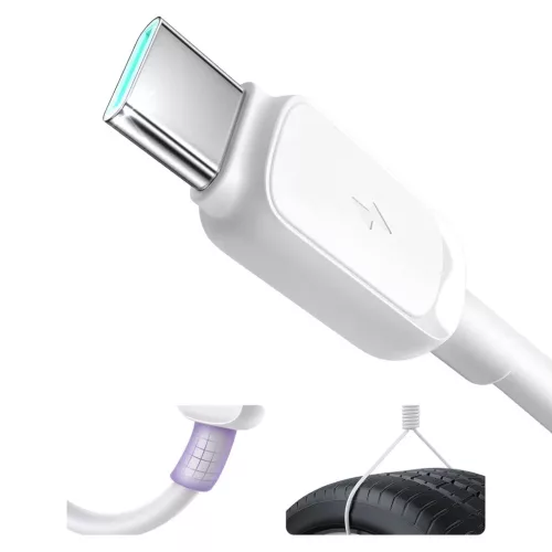 Joyroom Multi-Színes Sorozat A14 USB-A / USB-C 3A Kábel 1.2m - Fehér
