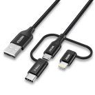 Choetech 3in1 MFI kábel USB - USB Type C / micro USB / Lightning (3A / 480 Mbps) 1.2m fekete (IP0030-BK)