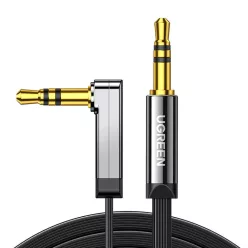   UGREEN AV119 Mini jack 3.5mm AUX könyök kábel, lapos, 1,5m (fekete)