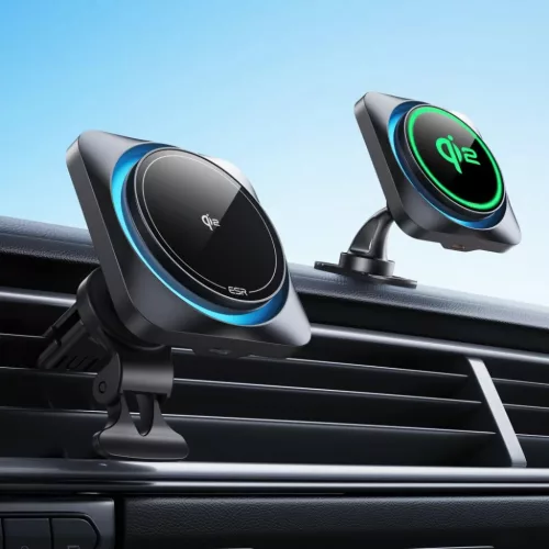 Műszerfalra és szellőzőre szerelhető ESR Halolock Cryoboost MagSafe autós telefontartó vezeték nélküli töltő QI2 15w frosted onyx