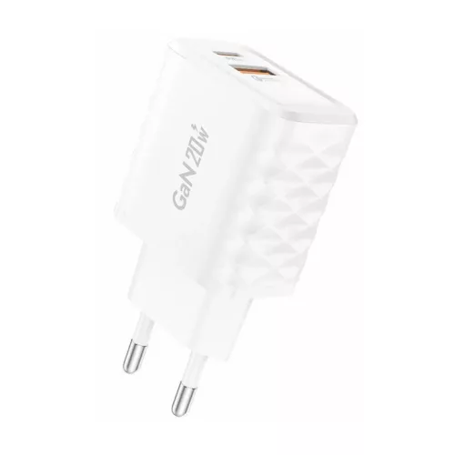 Foneng EU56 1xUSB-A, 1xUSB-C, 20W (Fehér) + USB-A - Lightning kábel
